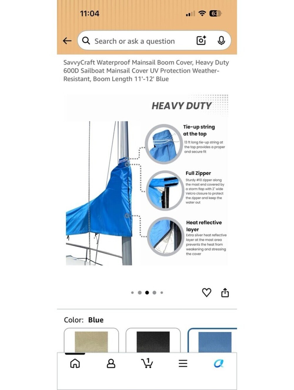 Shinetec Waterproof Mainsail Boom Cover - Picture 3 of 6